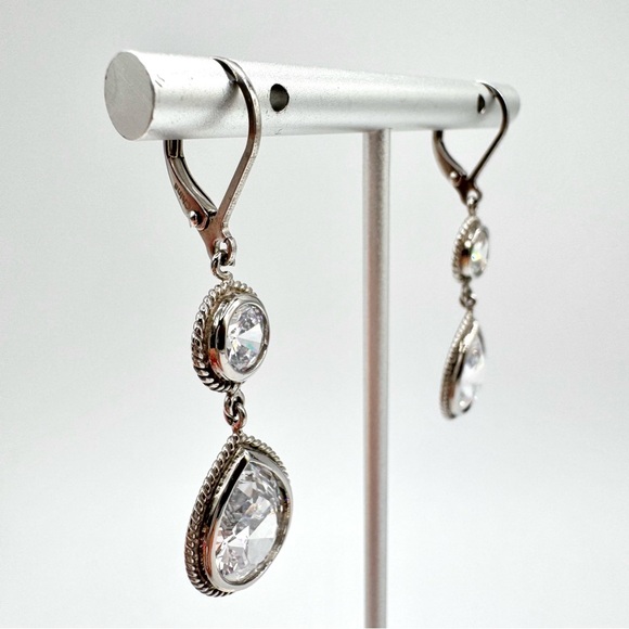 Cubic Zirconia CZ Drop Earrings Teardrop Wedding Bridal Prom Pageant Occasion - Picture 6 of 12